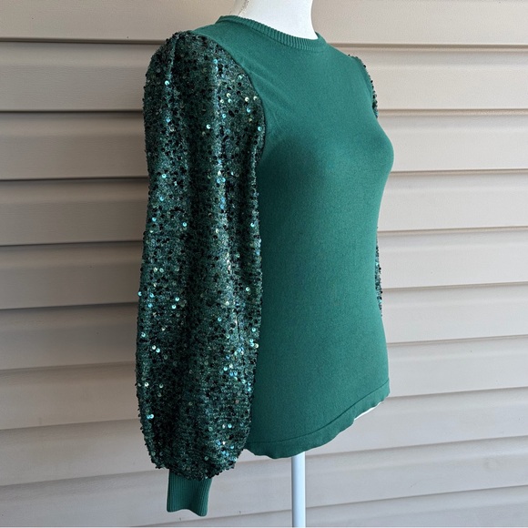 Flying Tomato Tops - •Flying Tomato• NWT Sequin Puff Sleeve Knit Top Size Medium